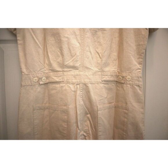 Outerknown 2130104 Women's Sz Medium Beige S/S Linen Button-Up Jumpsuit - Picture 6 of 11